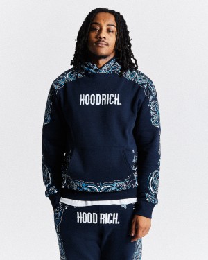 Hoodrich Motif Hoodie Herr Marinblå | 49726-MHKB