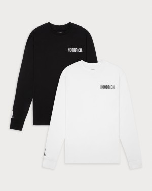 Hoodrich OG Core Long Sleeve 2 pack T-shirt Herr Svarta Vita | 05983-ZMKG