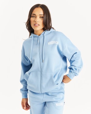 Hoodrich OG Staple Full Zip Hoodie Dam Blå | 29547-QRTJ