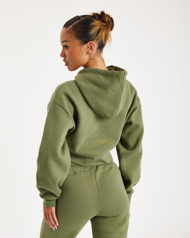 Hoodrich Aspect Cropped Hoodie Dam Olivgröna | 69703-OEUY