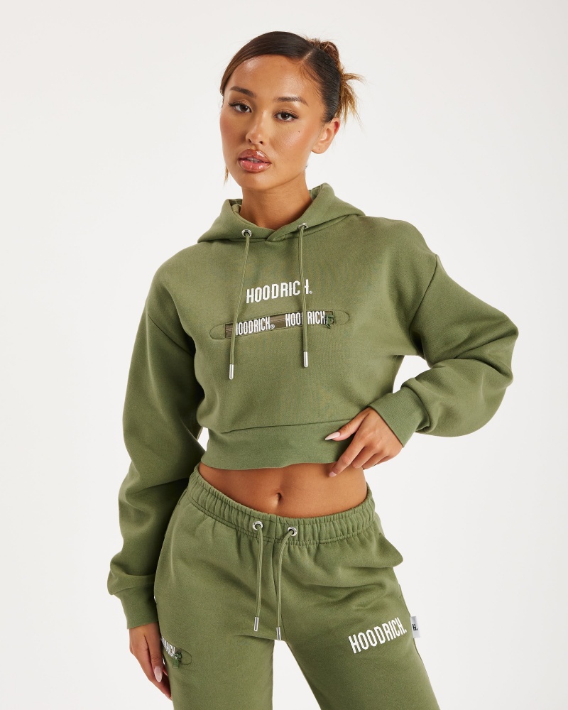 Hoodrich Aspect Cropped Hoodie Dam Olivgröna | 69703-OEUY