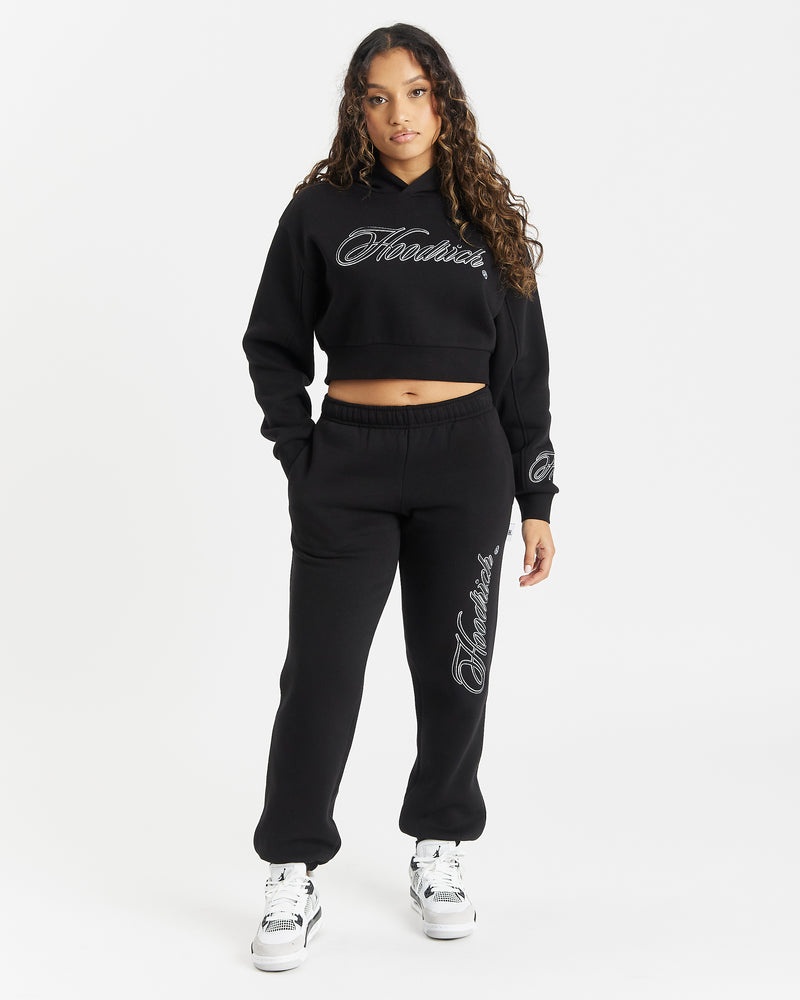 Hoodrich Fortify Cropped Hoodie Dam Svarta | 79481-CDOJ