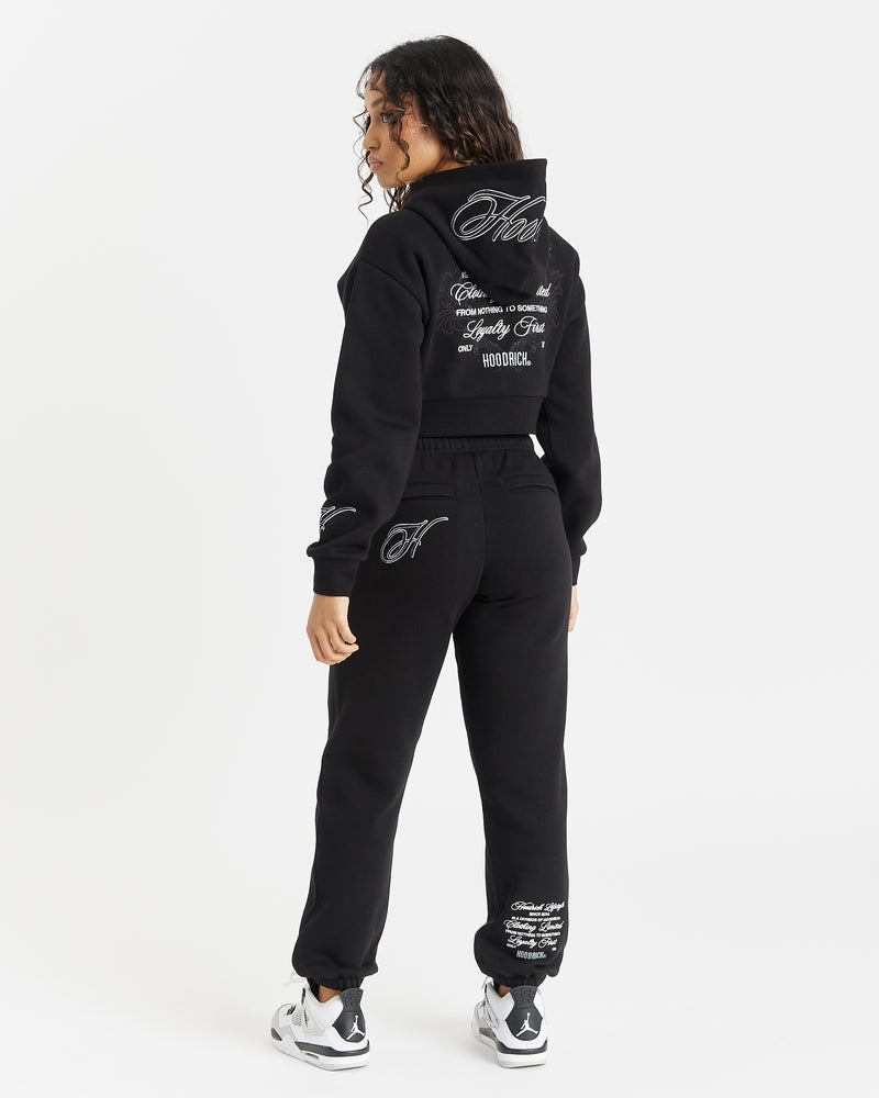 Hoodrich Fortify Cropped Hoodie Dam Svarta | 79481-CDOJ