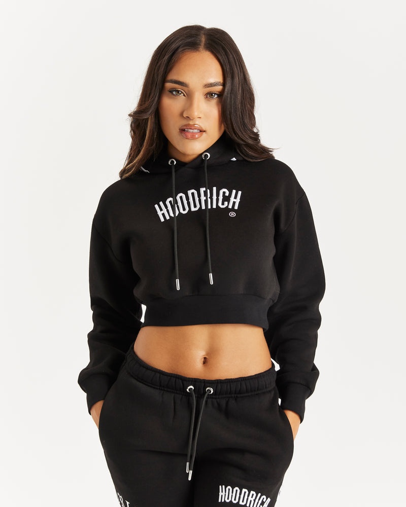 Hoodrich OG Calor Cropped Hoodie Dam Svarta | 48732-OEUY