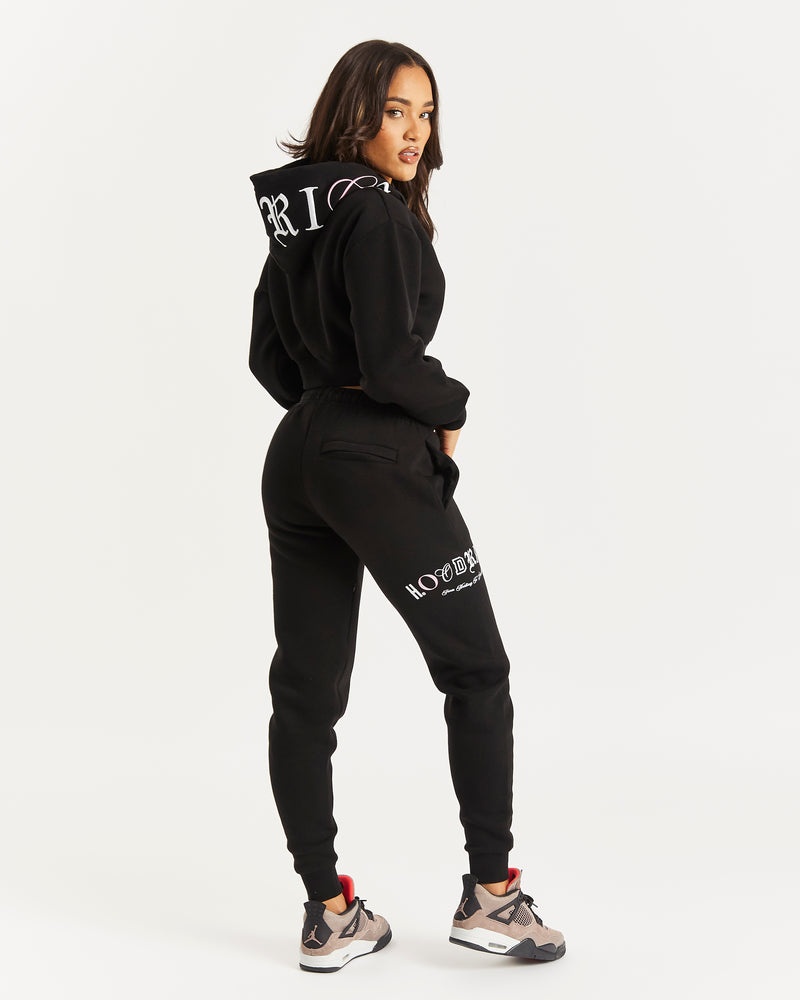 Hoodrich OG Calor Cropped Hoodie Dam Svarta | 48732-OEUY