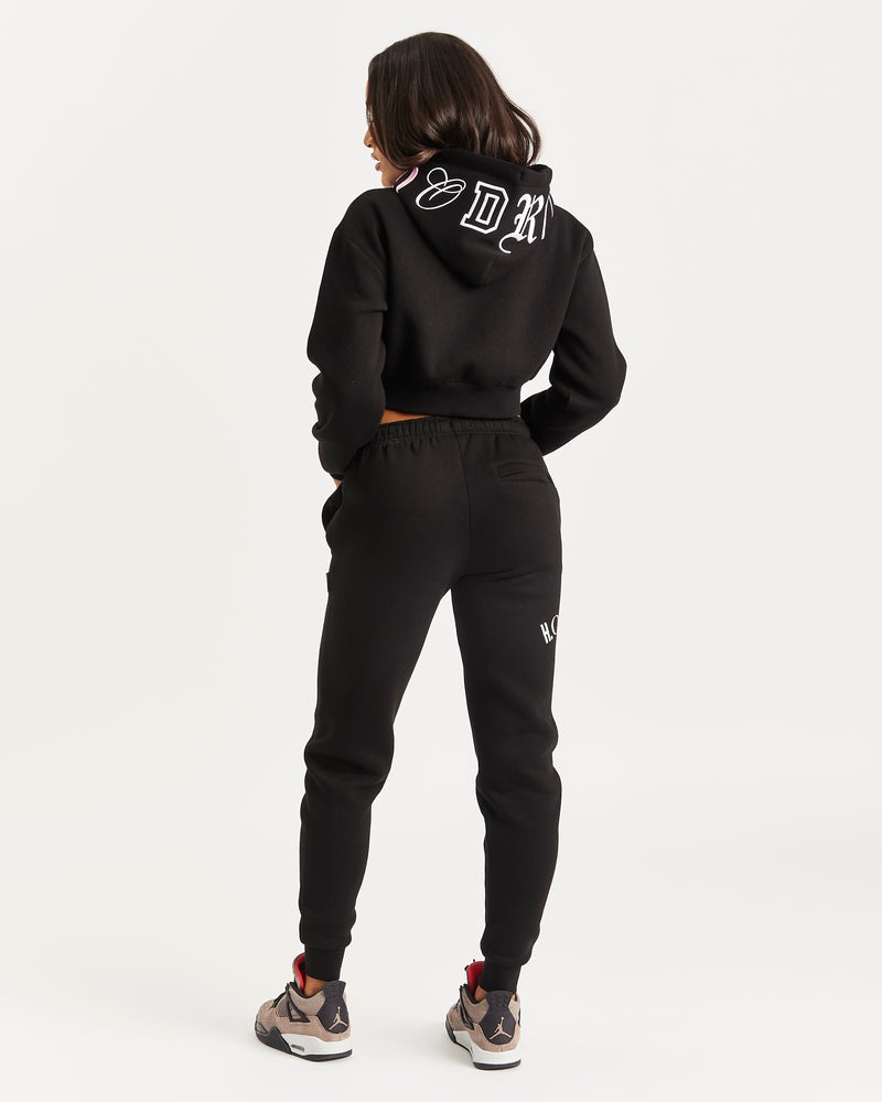 Hoodrich OG Calor Cropped Hoodie Dam Svarta | 48732-OEUY