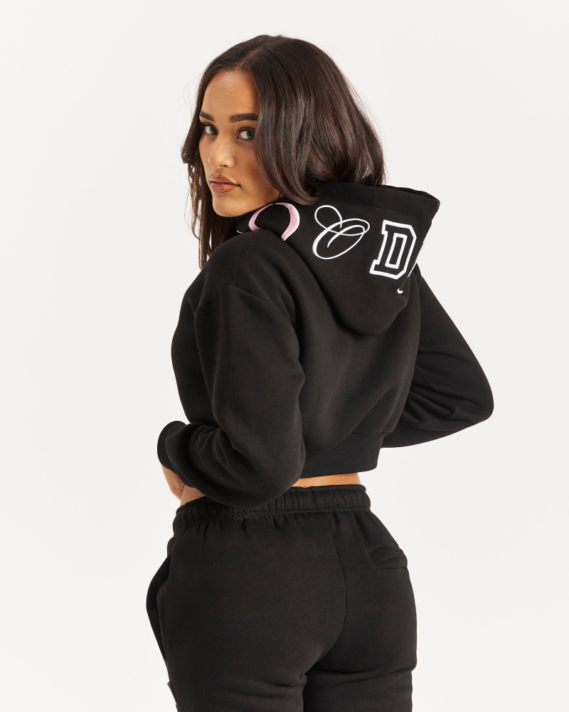 Hoodrich OG Calor Cropped Hoodie Dam Svarta | 48732-OEUY