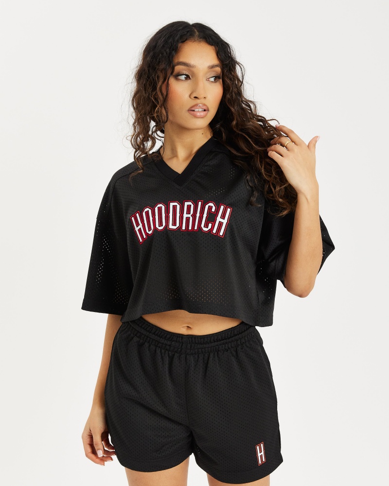 Hoodrich OG Court Cropped T-shirt Dam Svarta | 05863-FPNZ