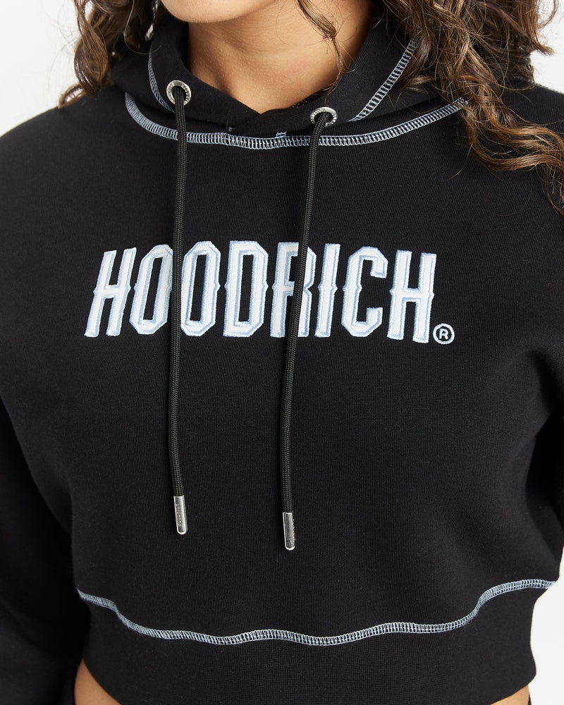 Hoodrich OG Distinct Cropped Hoodie Dam Svarta | 67840-ERHI