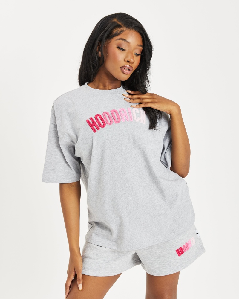 Hoodrich OG Kraze Boyfriend T-shirt Dam Grå | 08721-XRKD