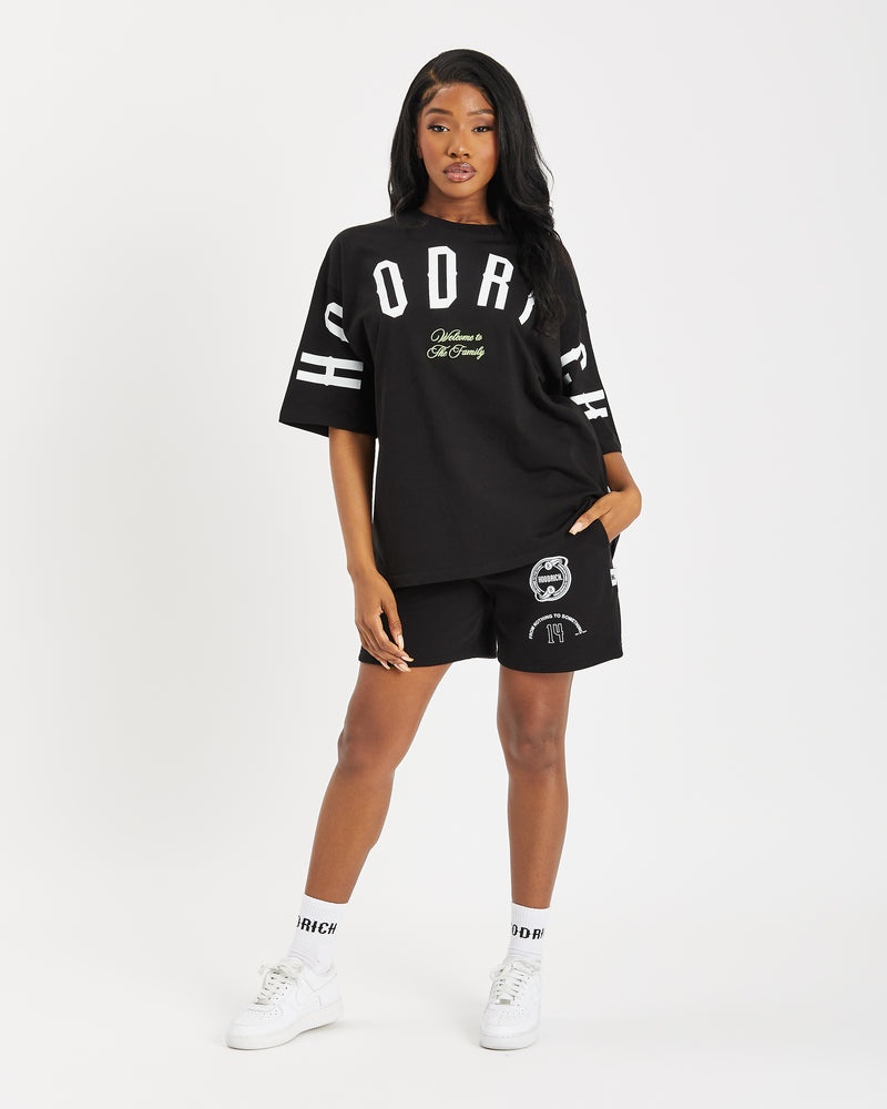 Hoodrich OG Match Boyfriend T-shirt Dam Svarta | 09738-DJZB