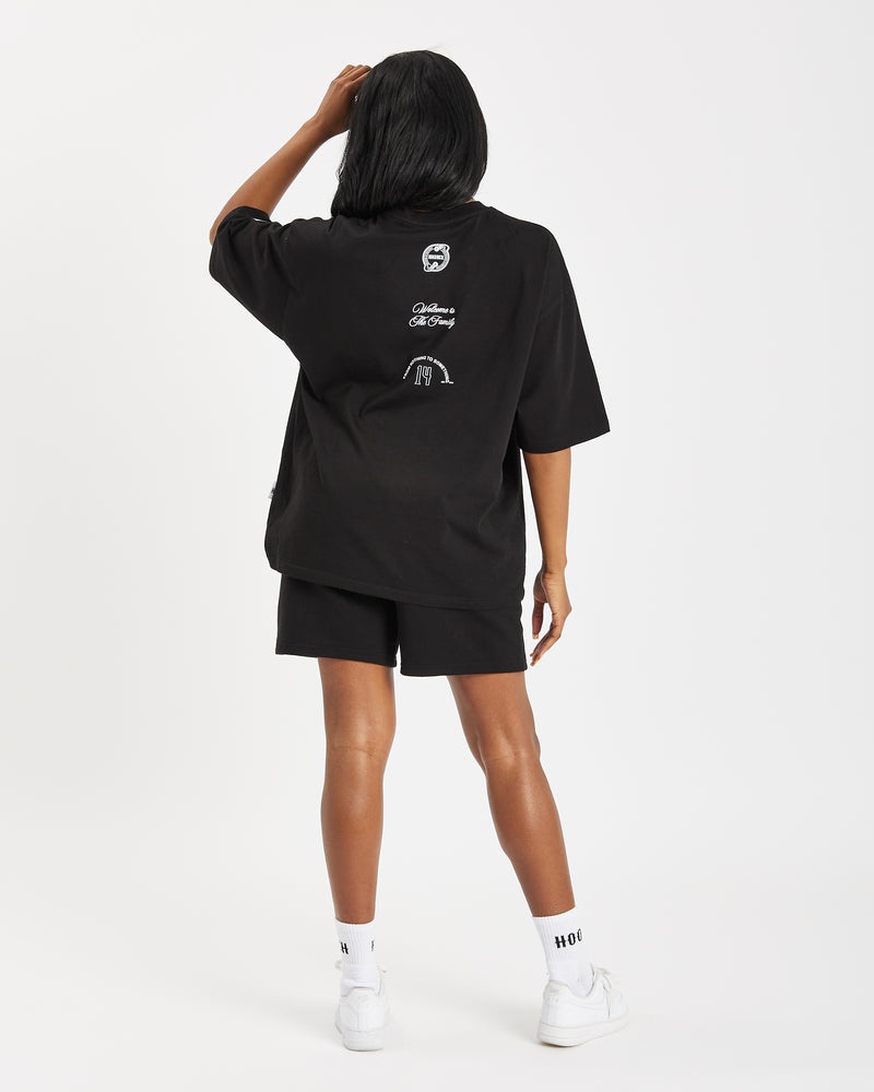 Hoodrich OG Match Boyfriend T-shirt Dam Svarta | 09738-DJZB