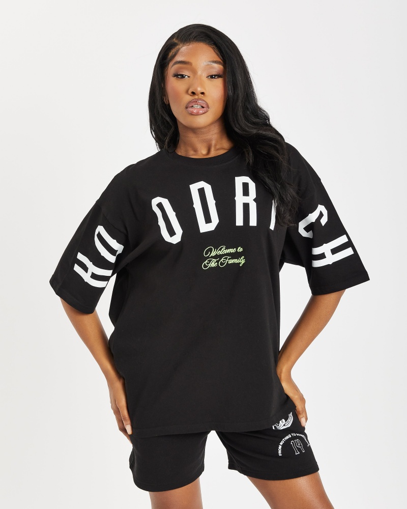 Hoodrich OG Match Boyfriend T-shirt Dam Svarta | 09738-DJZB