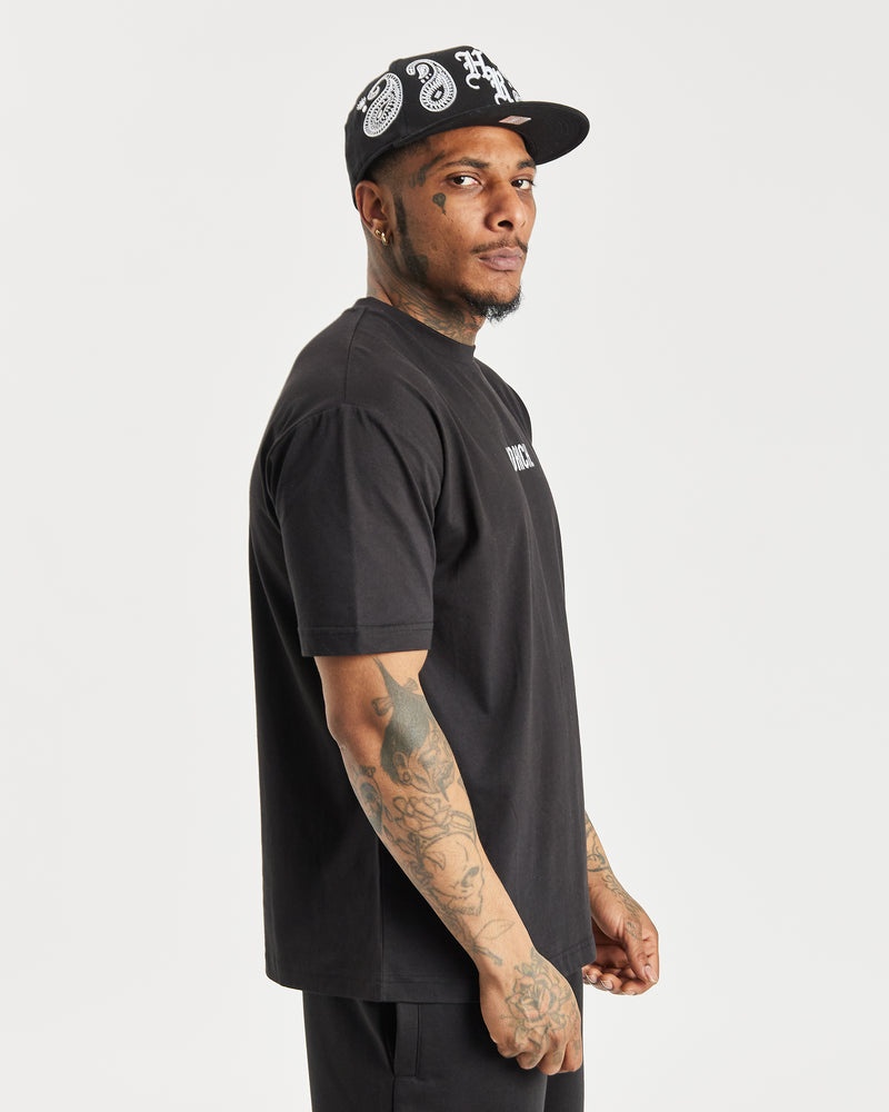 Hoodrich OG Motif Fitted Hatt Herr Svarta | 91028-DVEK