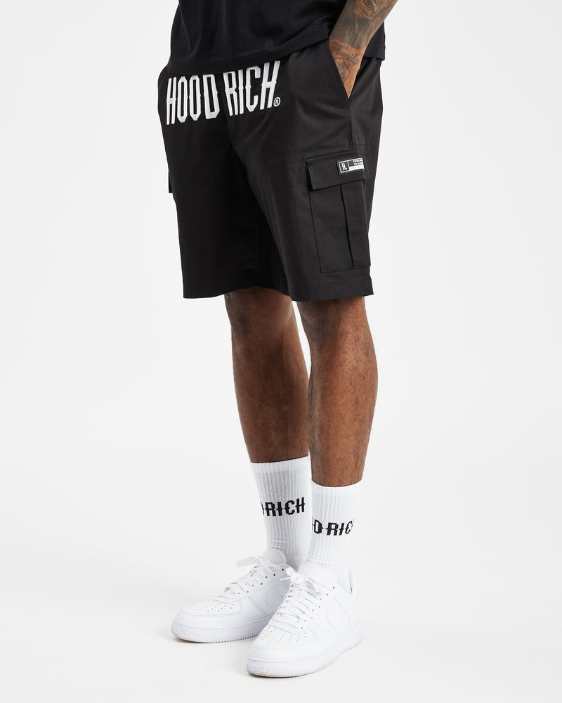 Hoodrich OG Trek Cargo Shorts Herr Svarta | 58429-DMHG